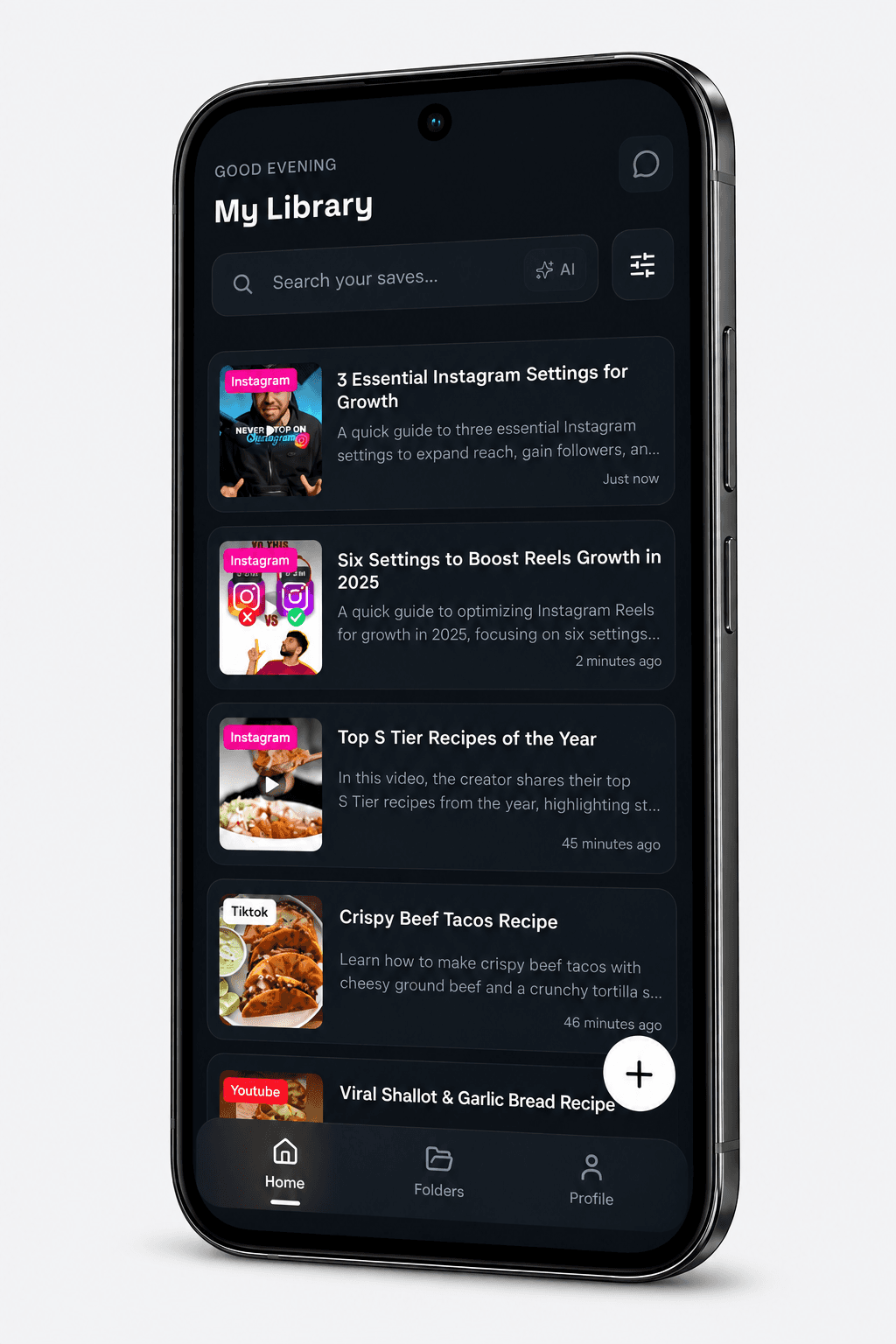 ShortSave My Library screen shown on a smartphone